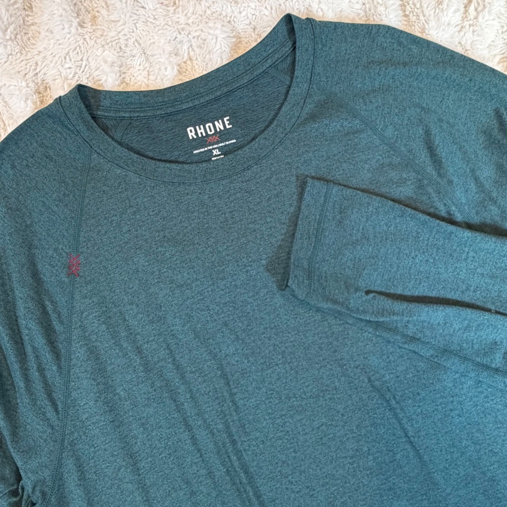 Rhone‎ Reign Long Sleeve Performance Shirt Mens XL Green Heather Raglan Tee